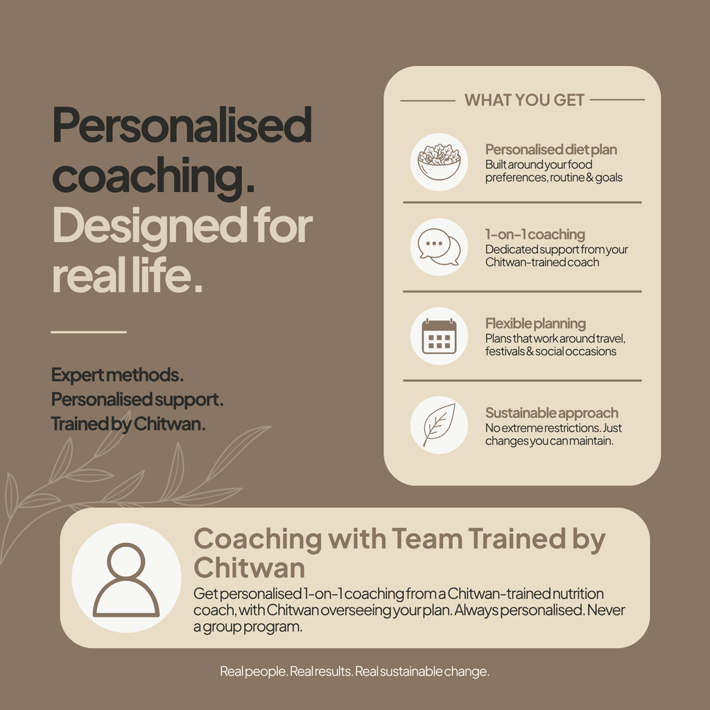 Personalised coaching, designed for real life — coaching with team trained by Chitwan, what you get